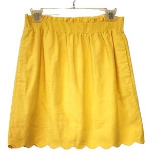 J crew Factory Linen Scalloped Hem Mini Skirt,‎ Lined with Pockets, size 0